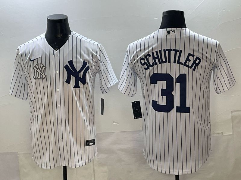 Men New York Yankees #31 Schuttler white stripe Game Nike MLB 2025 Jersey 007->new york yankees->MLB Jersey